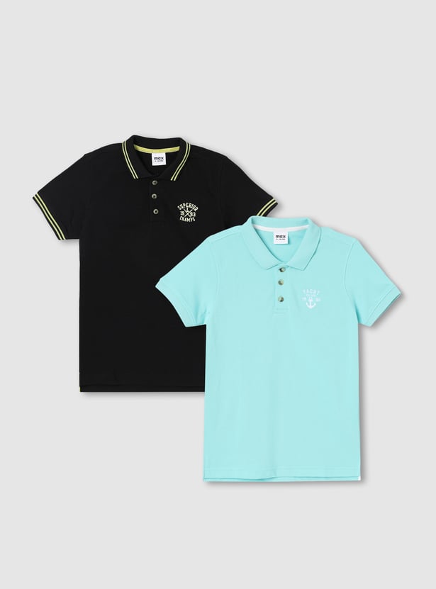 Boys Solid Polo T-shirt - Pack of 2