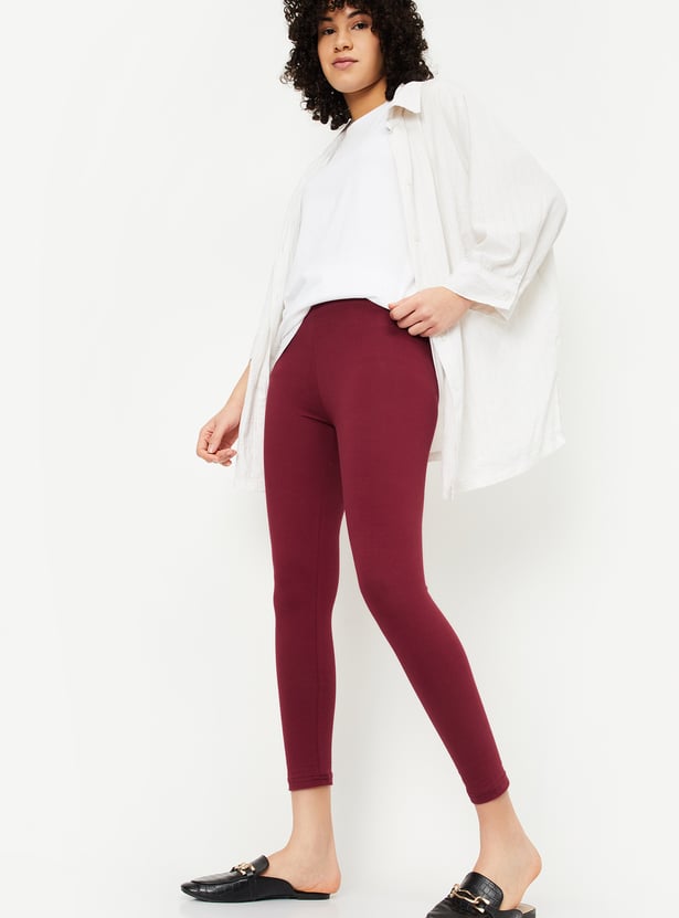 Women Solid Ankle-Length Leggings