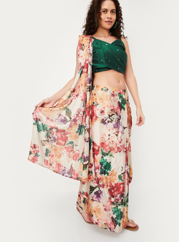 Women Printed Saree with Blouse