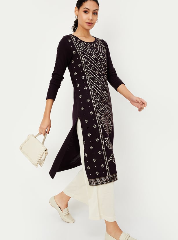 Women Printed Winter Kurta
