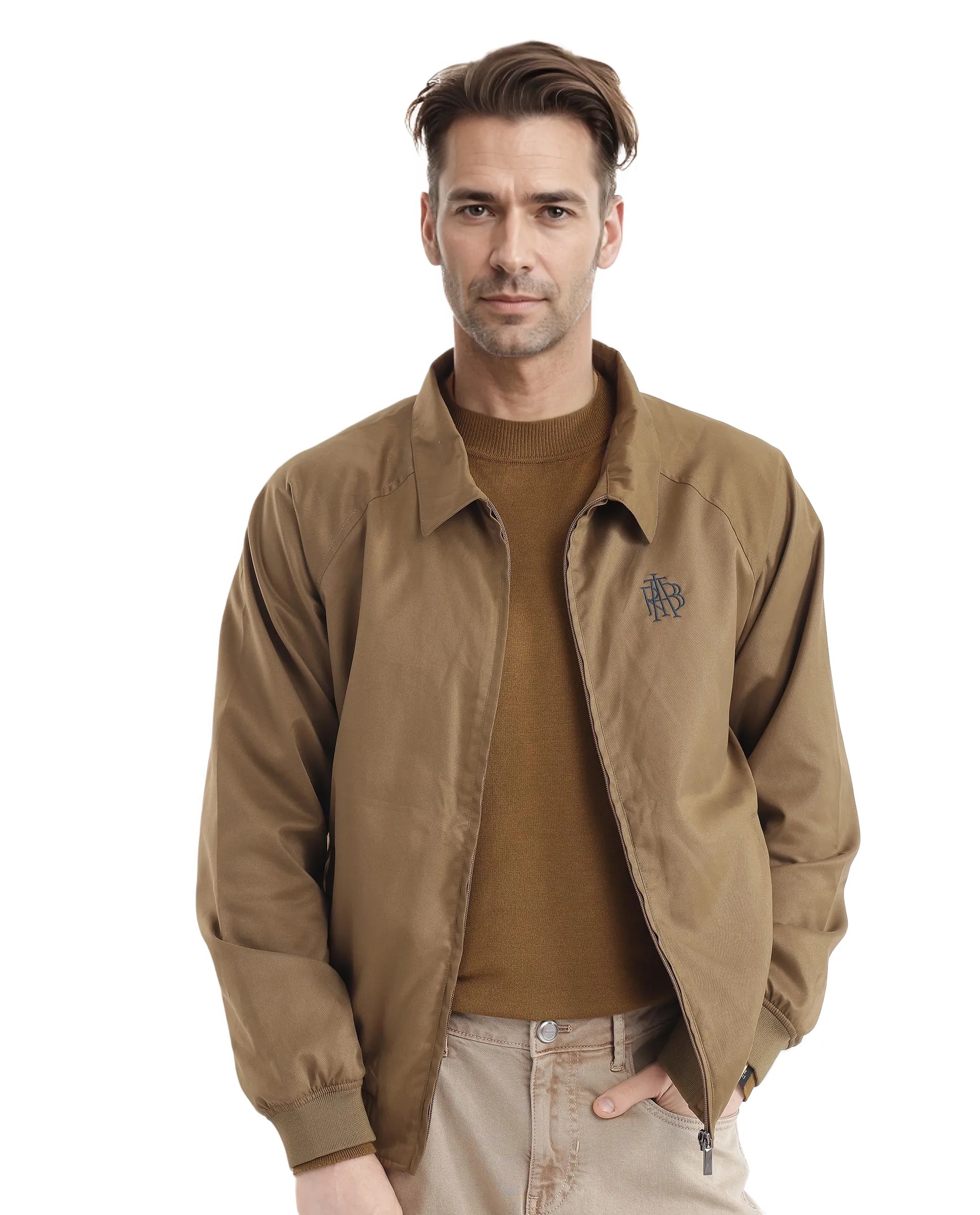 EMBROIDERED LOGO ZIPPER JACKET